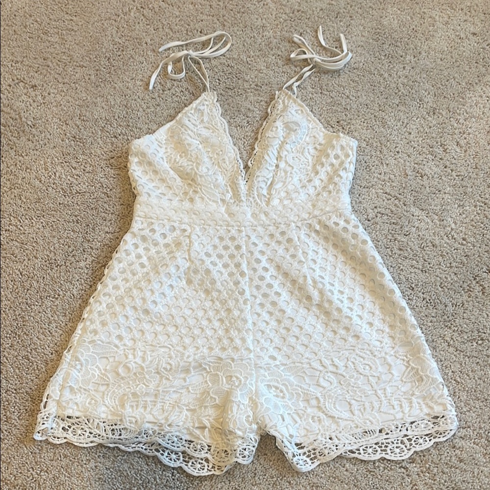 White Lace Halter Romper